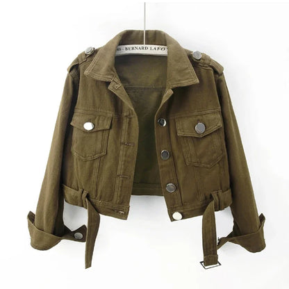 Chaqueta vaquera verde militar para mujer