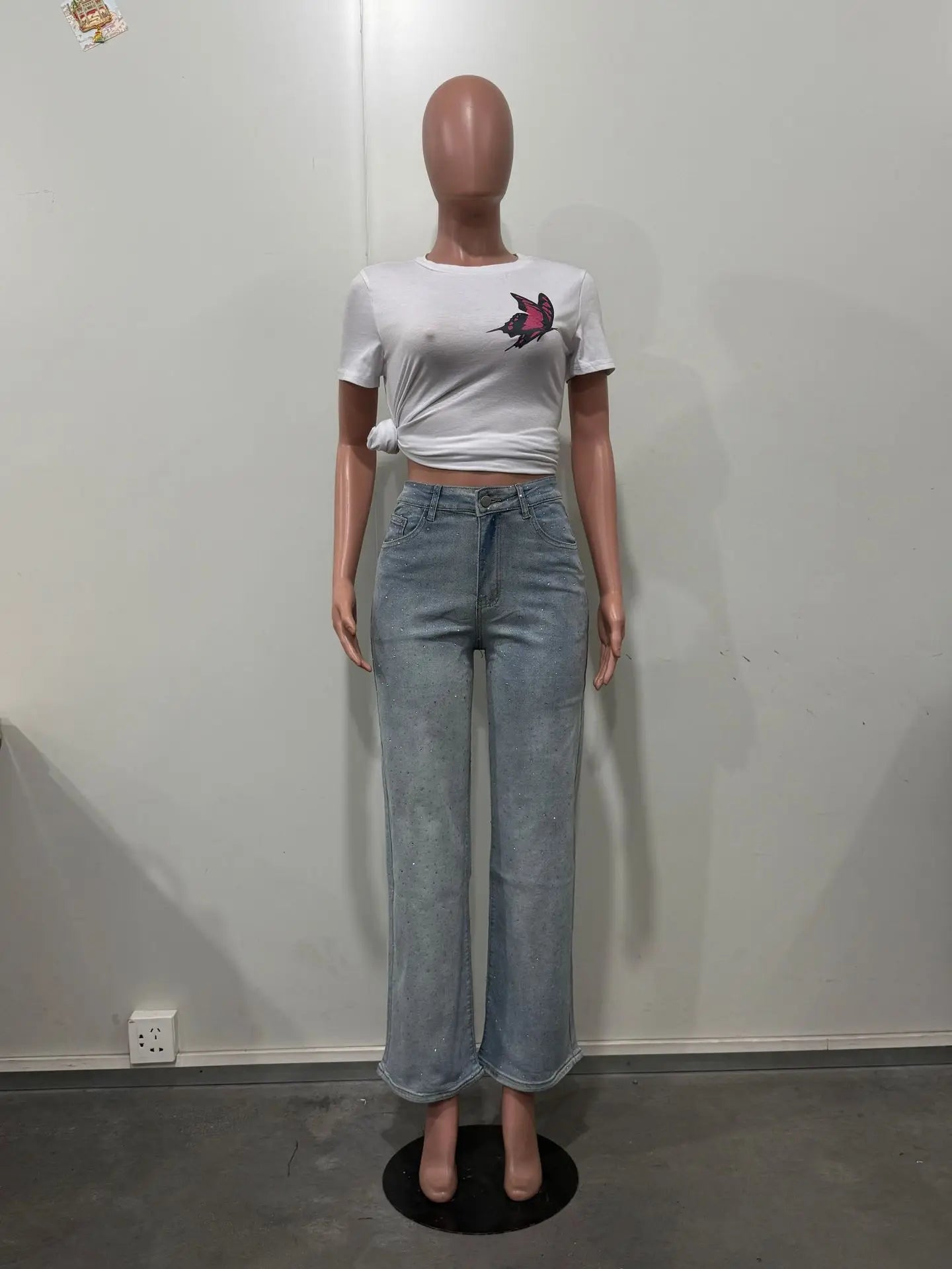 Pantalones Vaqueros con Pedrería para Mujer