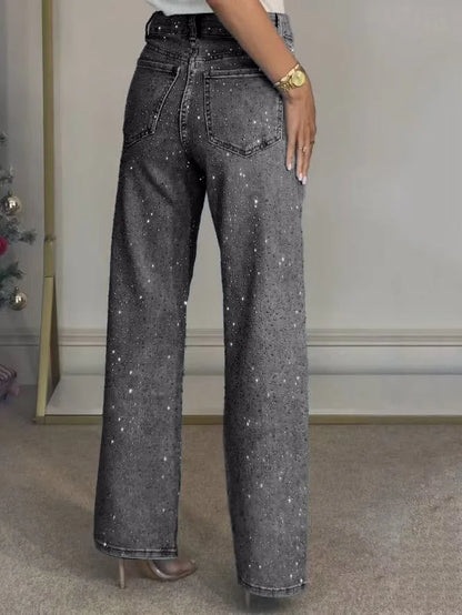 Pantalones Vaqueros con Pedrería para Mujer