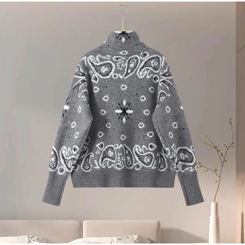 Chaqueta de Punto con Cremallera Jacquard para Mujer
