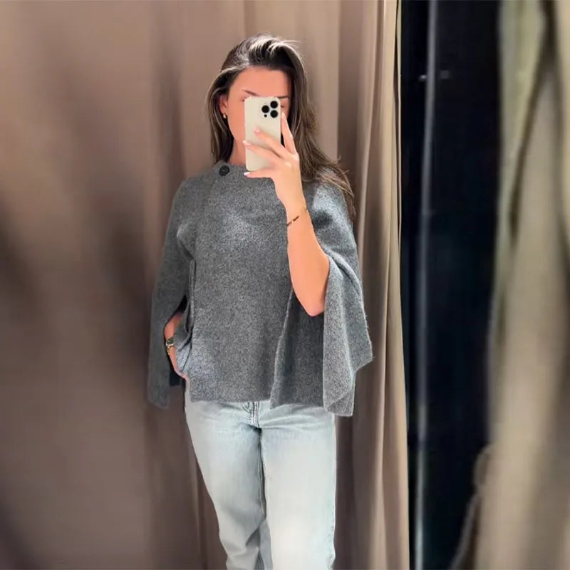 Chaqueta de Punto Lisa Casual para Mujer