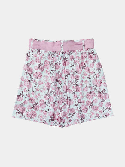 Shorts Florales con Cordones para Mujer