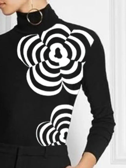 Top de manga larga con estampado floral para mujer