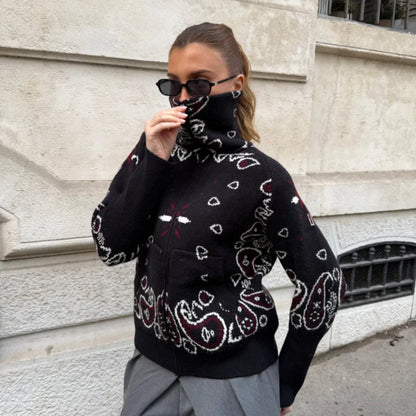 Chaqueta de Punto con Cremallera Jacquard para Mujer