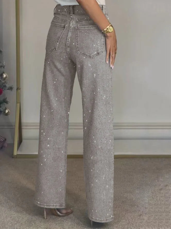 Pantalones Vaqueros con Pedrería para Mujer