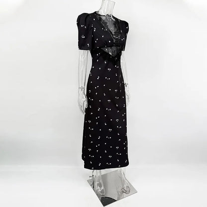Vestido de Fiesta de Encaje Calado para Mujer