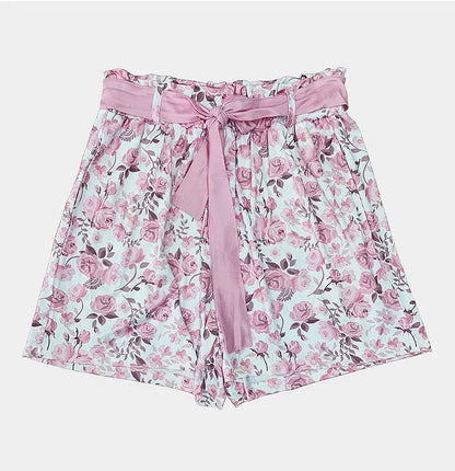 Shorts Florales con Cordones para Mujer