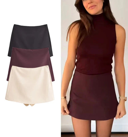 Falda pantalón de cintura alta para primavera
