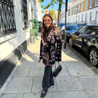 Chaqueta de Punto con Borlas Jacquard para Mujer