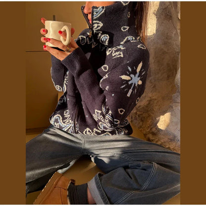 Chaqueta de Punto con Cremallera Jacquard para Mujer
