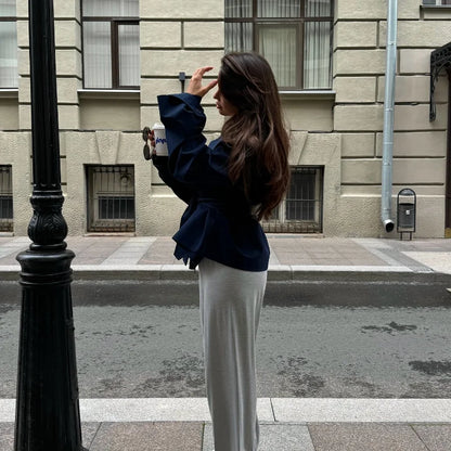 Abrigo Gabardina Corto con Cinturón para Mujer