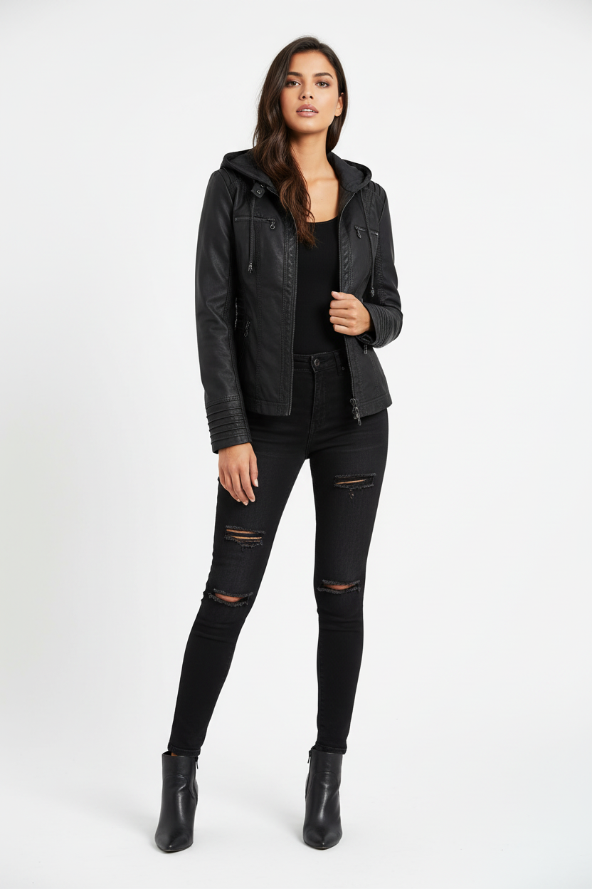 Modelo con chaqueta gótica Nox