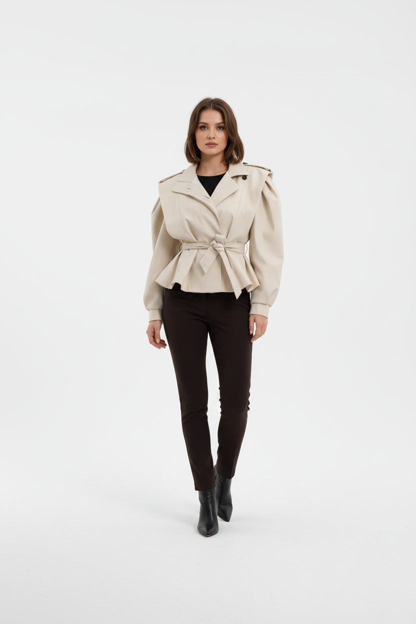 Modelo con chaqueta gabardina