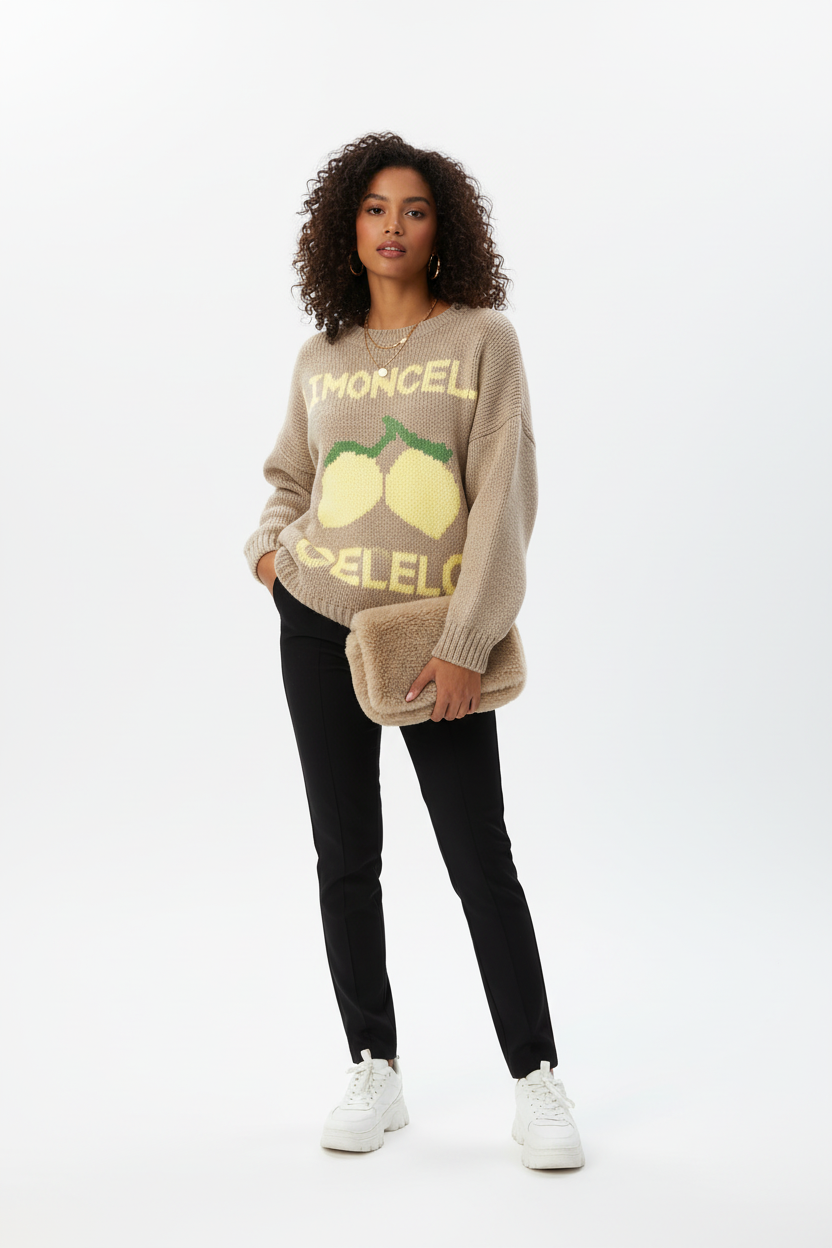 Modelo con chaqueta de limón