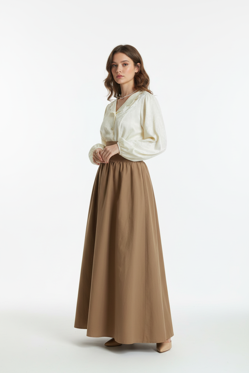 Modelo con falda larga vintage